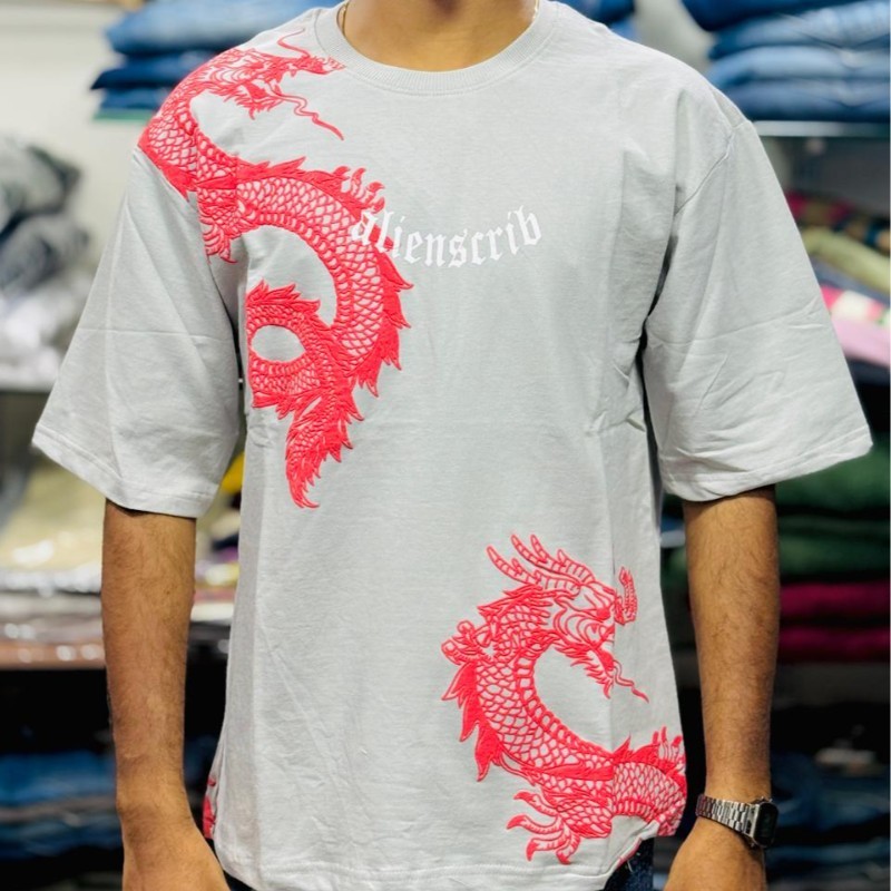 Men’s Oversized Dragon Print T-Shirt